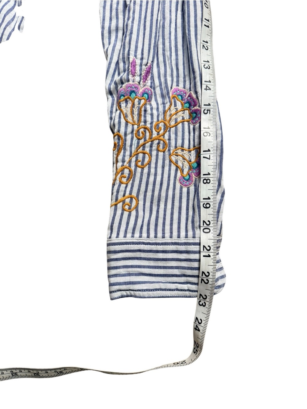 NWT Johnny Was Workshop Embroidered Stripe Tunic Top Small Boho Button Front - Picture 11 of 16